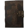 Handmade Notebook with Embossed Celtic Cross on the Leather Cover